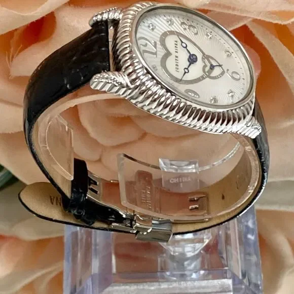 Judith Ripka Sterling Silver Heart Motif MOP Dial Ladies Dress Watch - Picture 6 of 16